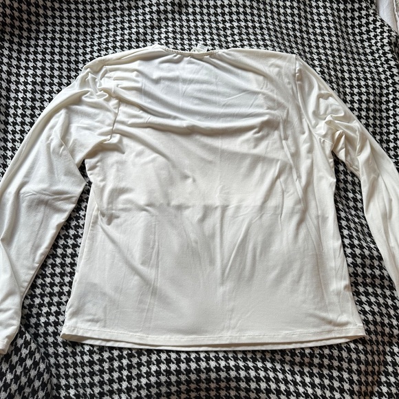 H&M Square Neck Long Sleeve Jersey Top, Size XL, White - Picture 2 of 2